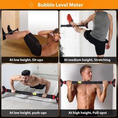 Pull-Up Bar Chin Up Bar for Doorways w/ Level Meter & Auto Lock, Gym Pull Up Bar