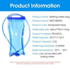 WEST BIKING 2L Water Bladder Bag Blue Transparent Quick Release Drink Water Bag