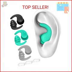 Swimming Ear Plugs for Adults,3 Pairs Waterproof Reusable Silicone Swim Earplugs