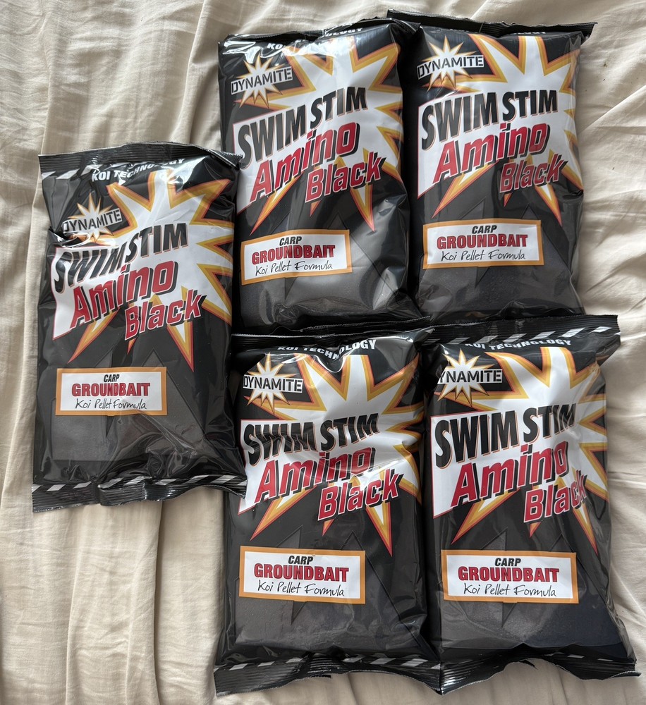 5 x Dynamite Swim Stim Amino Black Groundbait Bags 900g (4.5KG Total) FREE P&P