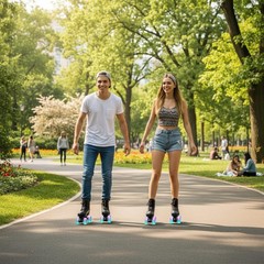 Gets Womens Roller Skates Light Up Wheels Artificial Leather Adjustable Double