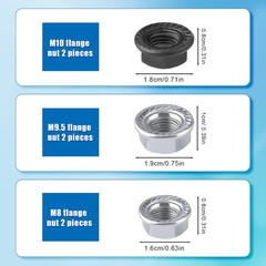 6Pcs Bike Wheel Axle Nut, M8 M9.5 M10 Bicycle Hub Flanged Axle Nut