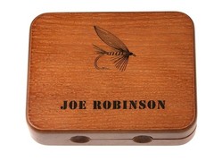Personalised Wooden Fly Box 13×10×3 cm – Engraved Pocket Fly Fishing Angler Gift