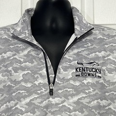 Cutter & Buck 1/4 Zip Pullover Traverse Camo Gray White Kentucky Downs Shirt M