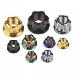 6pcs Titanium Nut M6 M8 M10 M12 M14 M16 Ti Flange Nuts for Motorcycle Rear Axle
