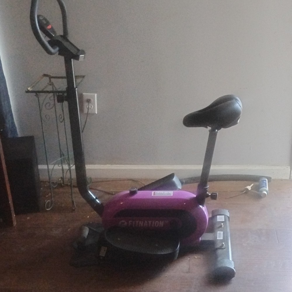 Fitnation Upright Exercise Bike Purple Adjustable Seat LCD-Display Time Calories