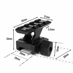 3 Slot / 5 Slot Slanted 1&Prime; Riser Scope Mount for 20mm Base Picatinny Weaver Rail
