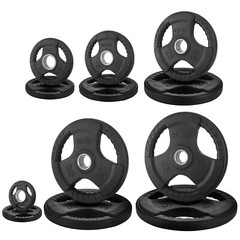 XPRT Fitness Olympic Weight Plates 2.5-45lb Rubber Coated Triple-Grip Home Gym W