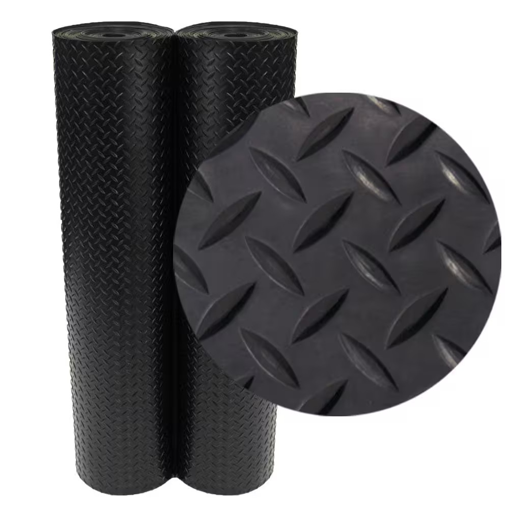 Home Gym Floor Mat Diamond Plate Rubber Roll Garage Golf Cart Truck Bed 4&prime; x 2&prime;