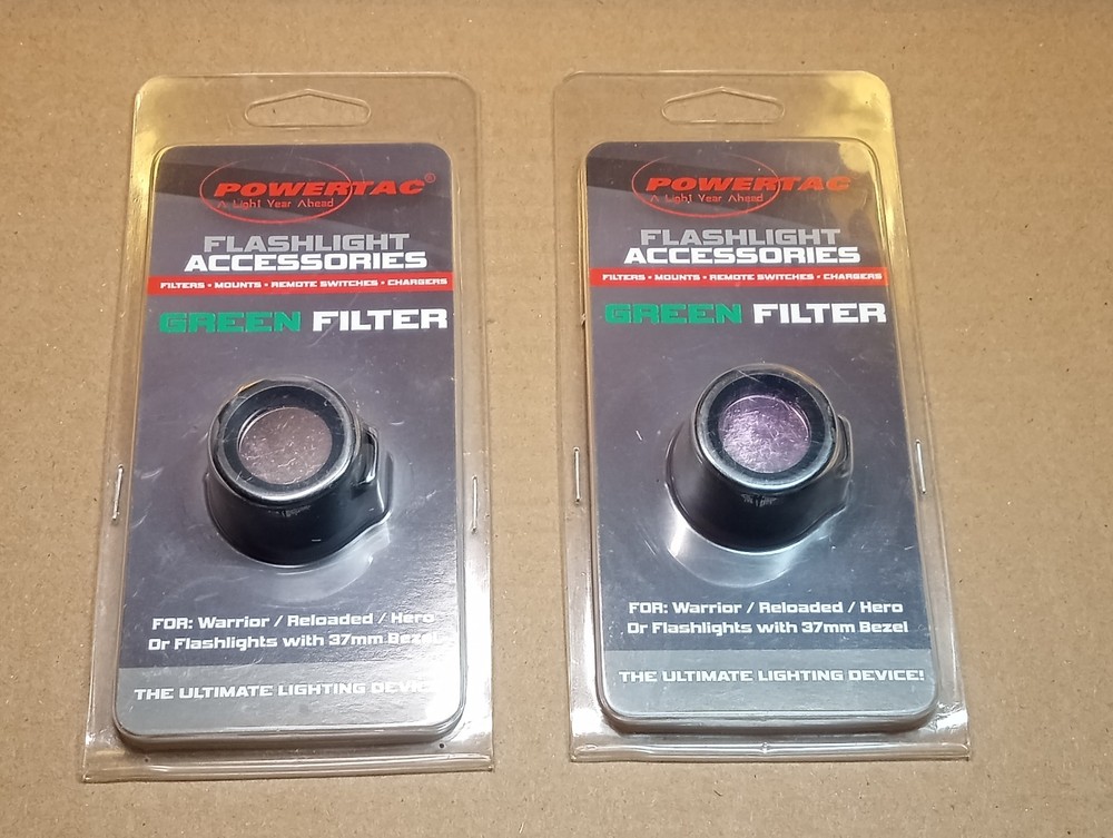 2 Green Flashlight Filters For Warrior, Reloaded, Hero Flashlights 37mm Bezel