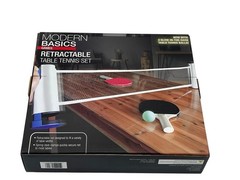 Modern Basics Retractable Table Tennis Set with Glow-in-the-Dark Balls New