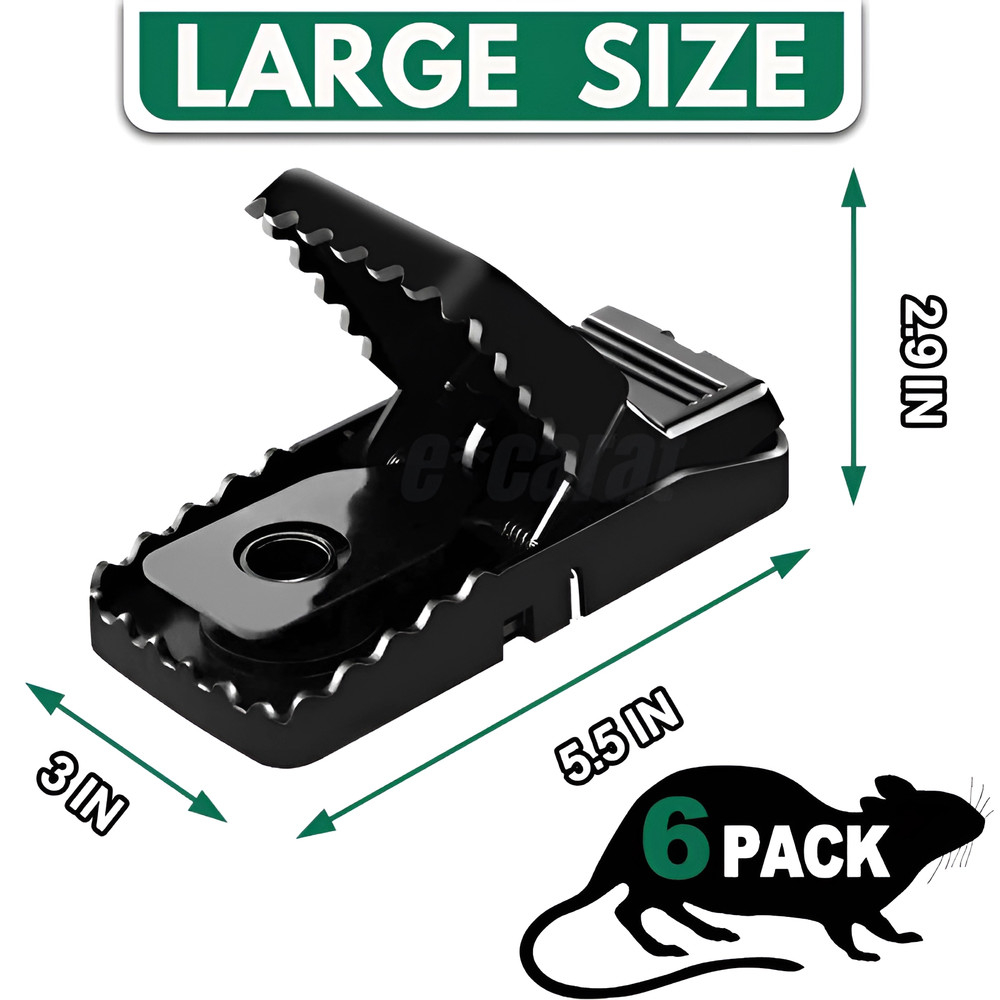 6 Pack Large Mouse Traps Killer Reusable Snap Trap for Rat Mice Gophers Chipmunk