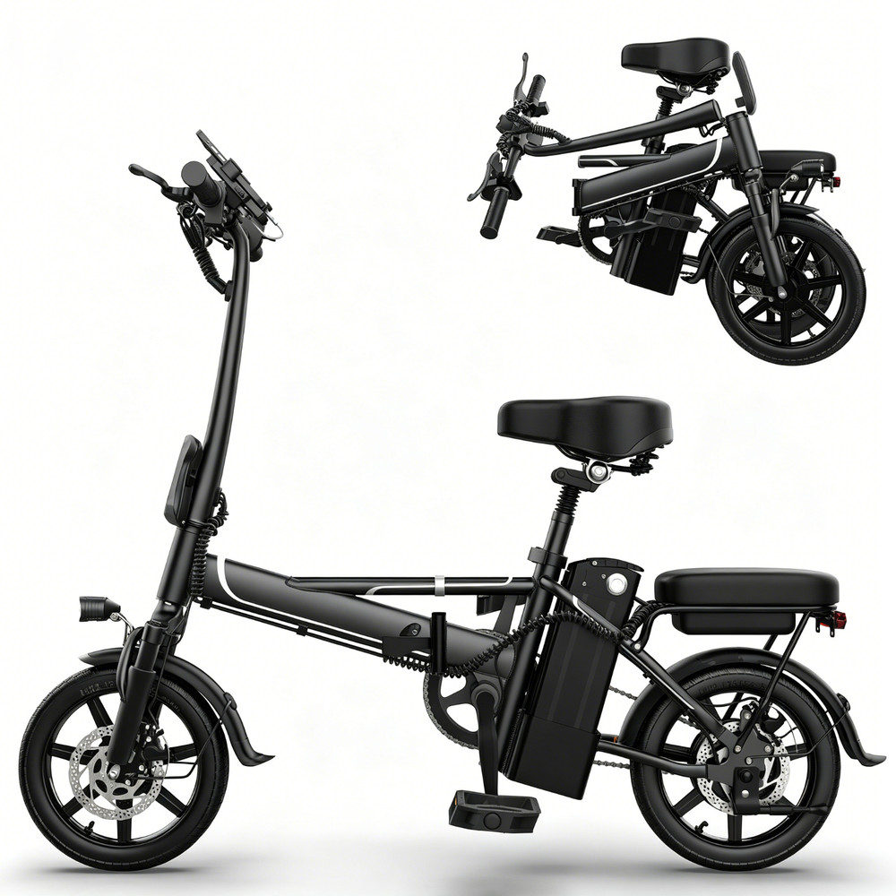 14Inch Ebike 500W Folding Electric Bike Bicycle 48V 10.4AH 35KM/H 30miles Range