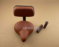 10&Prime; LONG BEACH CRUISER SADDLE W/BACK REST & ARTIFICIAL LEATHER 131MM GRIPS BROWN