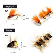 Fly Fishing Flies Kit Assortment Trout Bass with Fly Box Dry/Wet Flies 64pcs