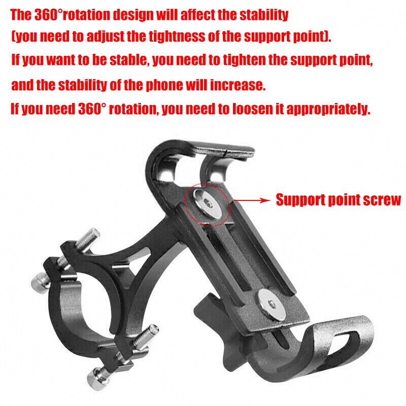 360° Bike Motorcycle Stand Aluminum Handlebar Mount Bicycle Cell Phone Holder
