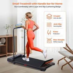 Walking Pad Treadmill Incline 3.0HP Under Desk Portable w/ Handles 350LB 7.6MPH