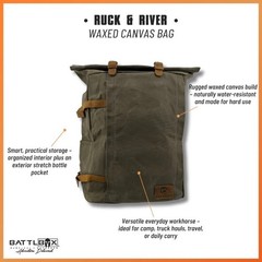 Ruck & River Waxed Canvas Bag Water Resistant Gear Bag With Leather Straps