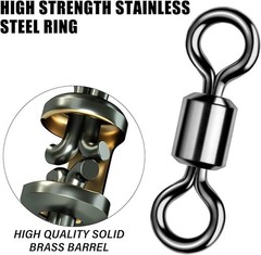 100Pcs Rolling Barrel Swivel 42-330lb Fishing Swivels Solid Ring #1-#8,1/0-6/0