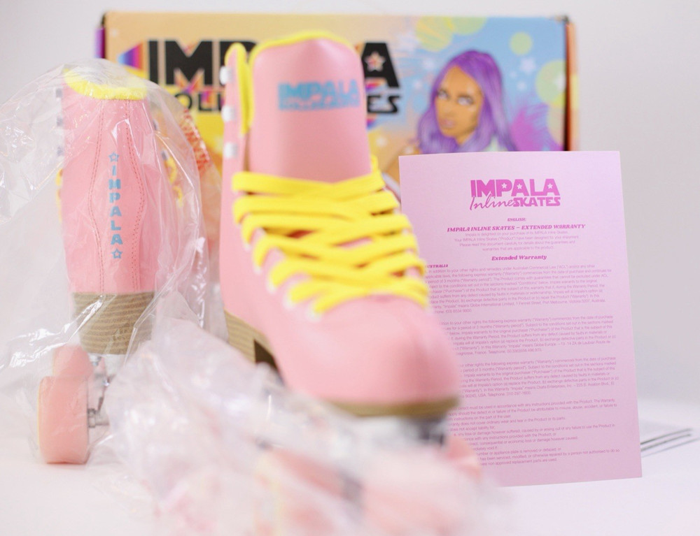Impala Quad Roller Skates Pink Yellow Vegan Womens Size 6 New In Box