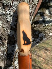 Natural Earth Tones Poplar Hard Wood Walking Stick Hiking Staff Hand Carved Pole