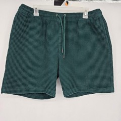 Negative Space Shorts Mens XL Waffle Weave Green Casual Preppy Drawstring