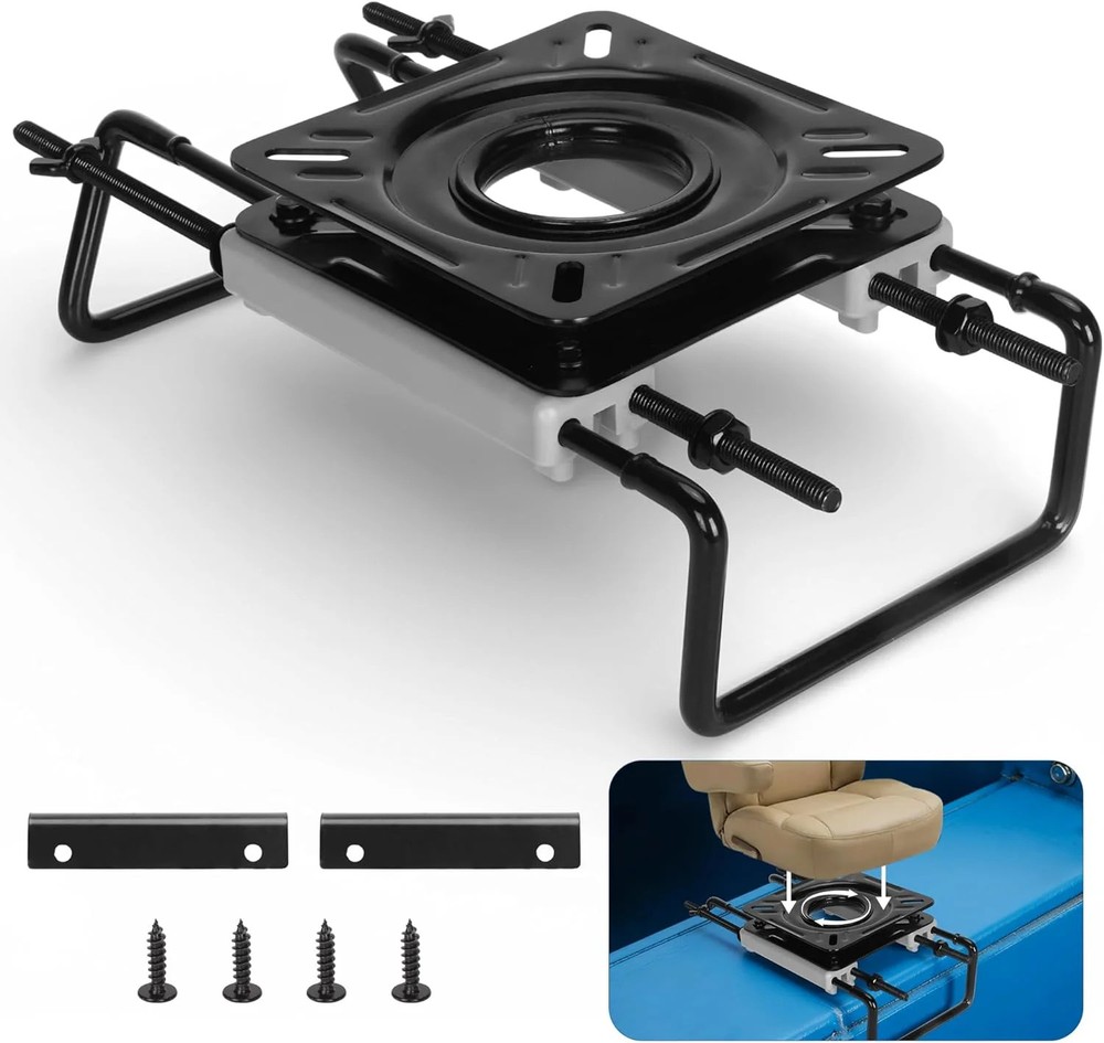 Adjustable Boat Seat Swivel Mount 7.5-18&Prime; – Clamp-on Base for Jon Boat & Fishing