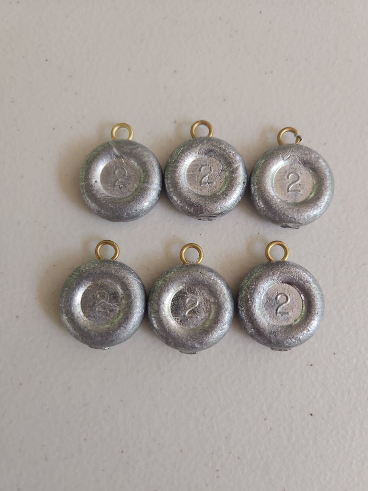 50PCS. 2OZ LEAD RIVER COIN SINKERS, WEIGHTS, FISHING, FREE SHIPPING