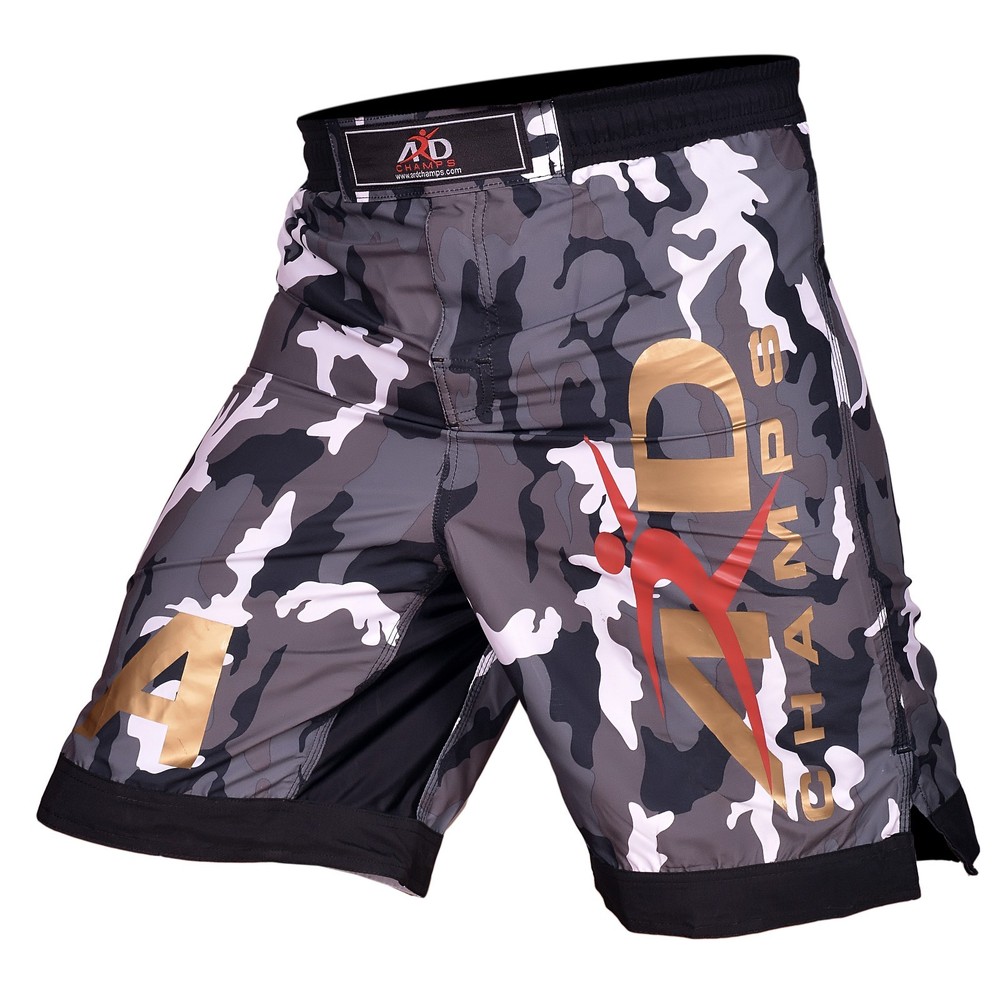 ARD CHAMPS™ Camo Pro MMA Fight Shorts Grey Camouflage UFC Cage Fight Grappling
