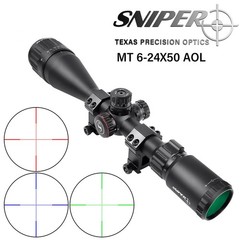 Sniper 6-24X50AOL Hunting Rifle Scope with R/G/B Illuminated Mil-Dot Reticle