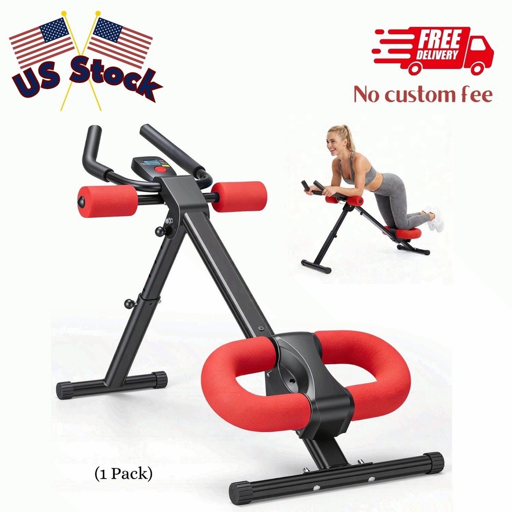 Ab Machine for Home Gym, Adjustable Ab Workout Equipment w/ LCD Display,Foldable