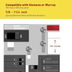 Generator Interlock kit Compatible with Murray or Siemens 150 amp or 200 amp Pan