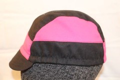 CYCLING CAP 7 PANELS BLACK&FUCHSIA 100% COTTON HANDMADE