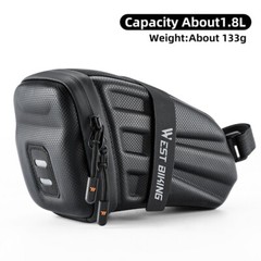 WEST BIKING Bicycle Saddle Bag EVA Carbon Pattern Hard Shell Seat Tail Bag 1.8L