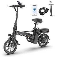 Ladped LP1 Black Electric Bike 500W 48V 10.5AH, 14inch Ebike for City Commuter