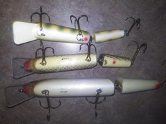 2 DALE WILEY MUSKY KING 9 & 7&Prime; JNTD. LSC MUSKY FISHING LURE CRANK BAIT + UNKNOWN