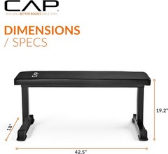 Cap Barbell Flat Weight Bench Black, 18×46.5×19 inches, 500 lbs