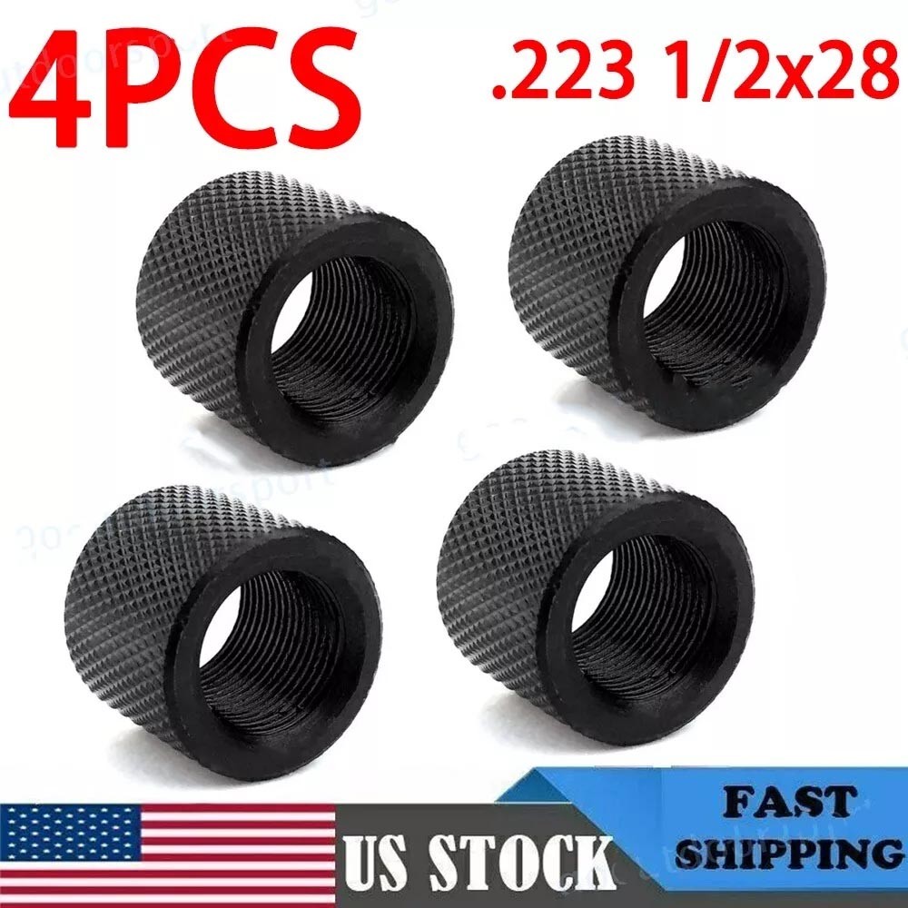 4PACK Black Steel 1/2×28 1/2-28 TPI Muzzle Brake Thread Protector For 9mm .223