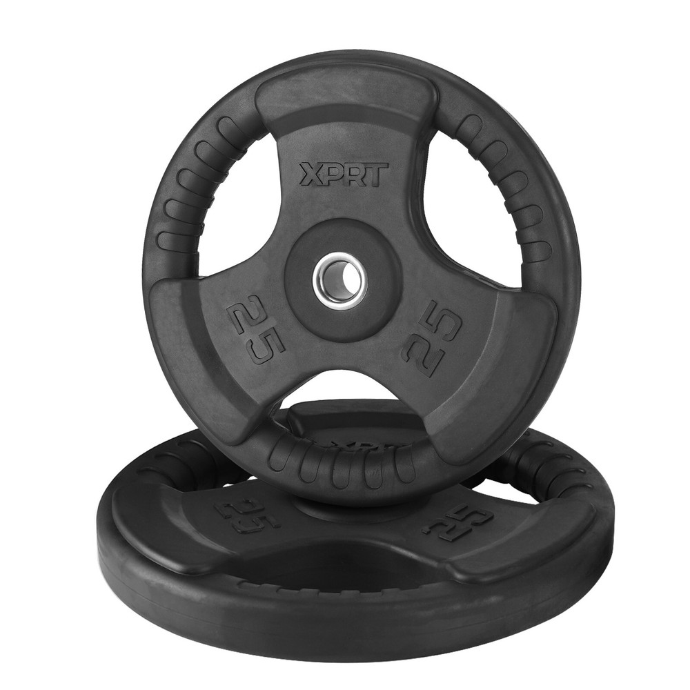 XPRT Fitness Standard Weight Plates 2.5-45lb Rubber Coated Triple-Grip Home Gym
