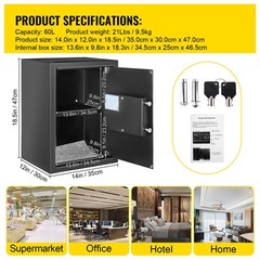 VEVOR Safe Box Lock Security 2.1 Cubic Feet Digital Safe Key Lock Home Office