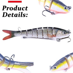 5PCS Lifelike Eyes 8 Segment Bionic Bait Treble Hooks Crucian Carp Fishing Lure