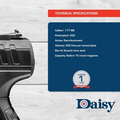 Daisy 426 Powerline .177 Cal Air Pistol CO2 BB Gun w/ 1500 BBs & 5 CO2 Bundle