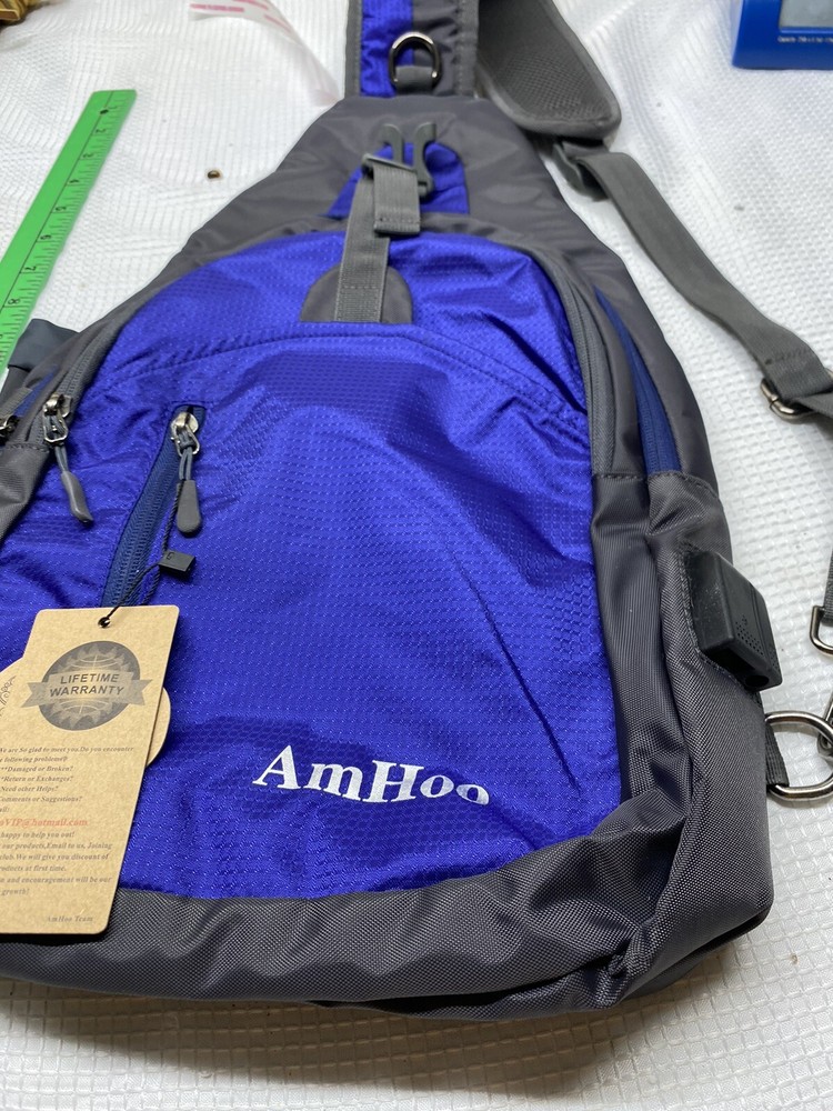 AmHoo Sling Backpack Chest Shoudler Large 18 x 10.6 x 4.7 Inch, Blue
