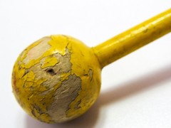 Unknown 9&Prime; Vintage All-Wood Fishing Bobber Float, Red White Stripes, Yellow