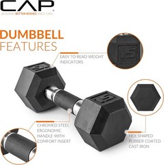 2x Dumbbells Pair Coated Rubber Dumbbell 3/5/8/10/12/15/20/25/30/35/40/45/50 LBS