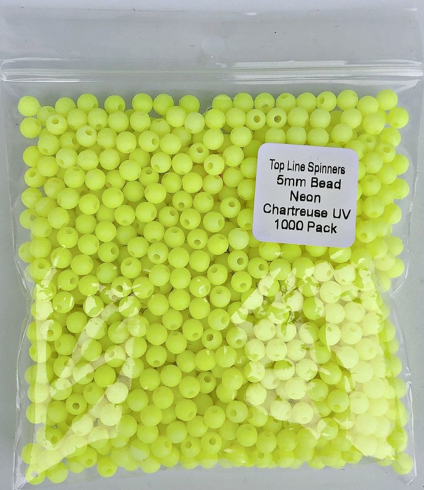 Pkg of 1000 each Neon Chartreuse UV 5mm Plastic Round Beads