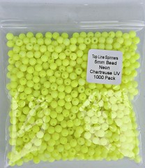 Pkg of 1000 each Neon Chartreuse UV 5mm Plastic Round Beads