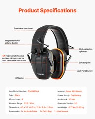 VEVOR Safety Earmuffs Bluetooth Hearing Protection Ear Muffs Noise Reduction