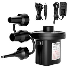 2-Way Electric Air Pump w/Car Charger, Inflate Deflate for Mattress Pool Float