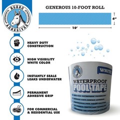 Waterproof Pool Tape 4&Prime; x 10&prime; Heavy Duty PVC Vinyl – Instantly Seals Underwater